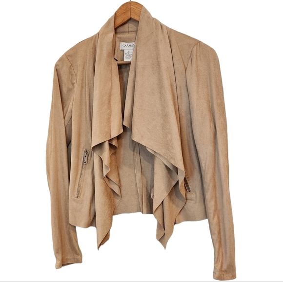 Carmen faux suede waterfall open front cardigan jacket - Picture 6 of 17
